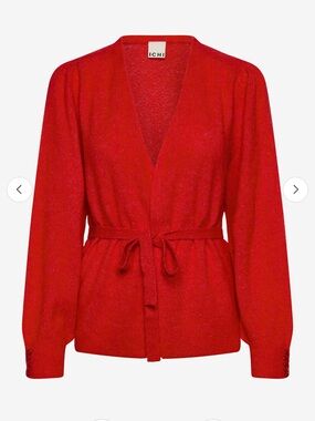 ICHI kamara Knit Cardigan Sweater wrap tie Front Women's Size M alpaca